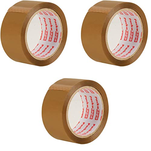Packatape - 3 rotoli da 48 mm x 66 m, colore: Marrone