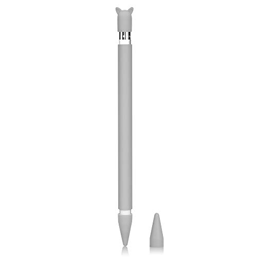 Custodia in Silicone per Apple Pencil Premium Case Accessorio Grip Holder Supporto Cover Protettiva con Tappo Connettore Ricarica e 2 Punte Copertura per iPad Pro 9.7/10.5/12.9 Pen (Gray)