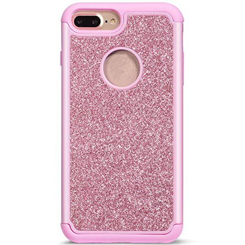 Robinsoni Cover per iPhone 6 Plus iPhone 7 Plus Custodia Rigida iPhone 8 Plus Silicone Cover Brillante Sparkle Bling Custodia PC Rigida e TPU Due in Uno Cover Luccichio Custodia Antiurto Hard Cover