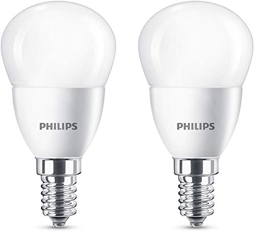 Philips Lighting Lampadine LED Sfera, Attacco E14, 5.5 W Equivalenti a 40 W, 2700 K, Luce Bianca Calda, 2 Pezzi