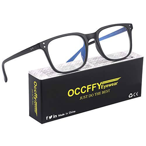 Occffy Occhiali Luce Blu con Anti UV Eyestrain Occhiali Anti Luce Blu per PC, Tablet, Gaming e TV Uomo Donna Oc092 (Nero)