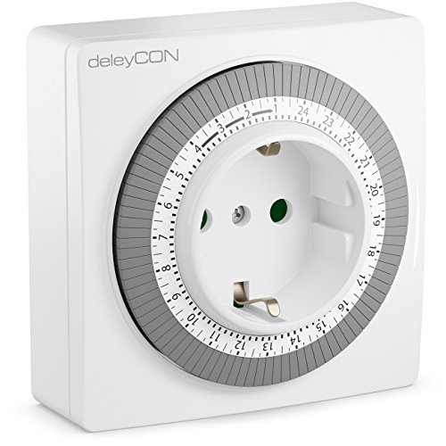 deleyCON Timer di Spegnimento Meccanico Interruttore Orario Orologio di Spegnimento Rotella Manuale 96 Accensioni al Giorno Interno 3500W Bianco