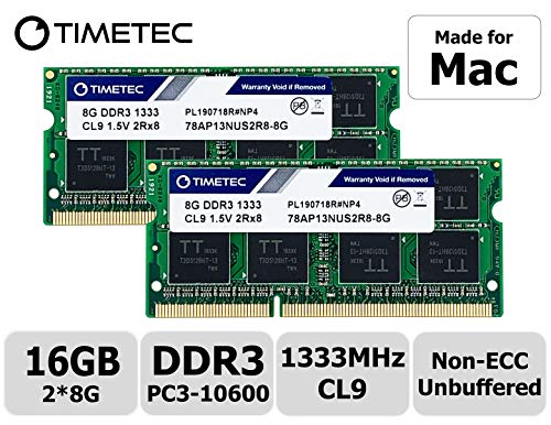 Timetec Hynix IC 16GB Kit (2x8GB) compatibile con Apple DDR3 1333MHz PC3-10600 SODIMM Memory Upgrade For Mac (16GB Kit (2x8GB))
