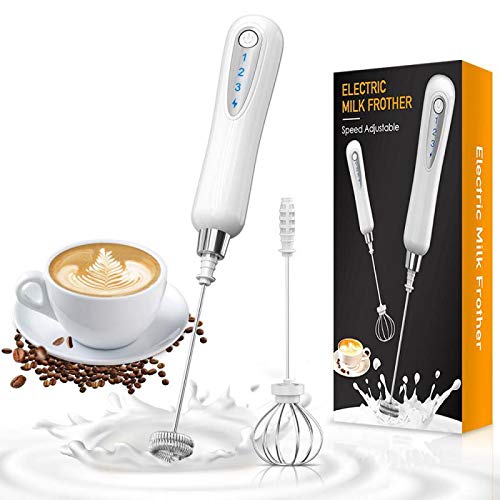 CAVN Montalatte Elettrico, Doppia Frusta per Schiuma, Ricaricabile Tramite USB Schiumatore Frullino Montalatte Miscelatore per Uova Con Frusta per Uova, Caffè, Latte, Cappuccino, Cioccolata Calda