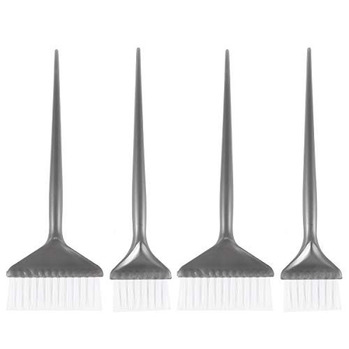 Lurrose - Set di 4 pennelli per tingere i capelli, con manico largo, morbidi, per decolorazione, colorazione, make-up, da parrucchiere, 5 cm 7 cm (argento)