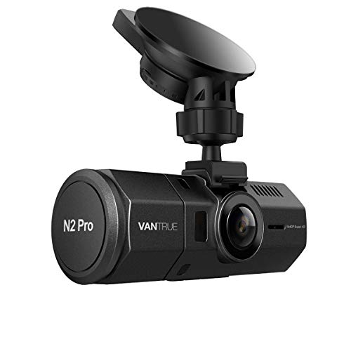 VANTRUE N2 Pro Dual Dash Cam, Doppia Lente Telecamera per Auto Full HD 1080P, Obiettivo Grandangolare di 170 Gradi, Visione Notturna, Rilevatore di Movimento Registrazione in Loop G-Sensor e 2,7