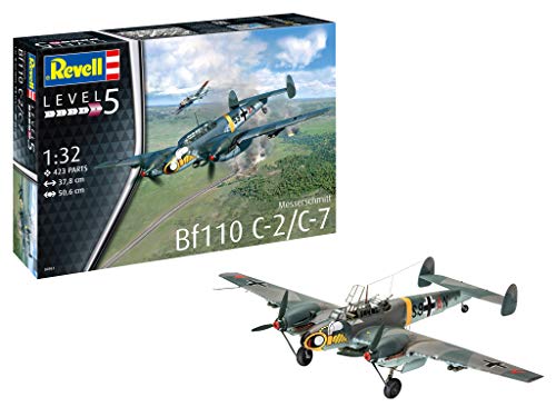 Revell- Messerschmitt Bf110 C-2/C-7 Kit di Modelli in plastica, Multicolore, 1/32, 04961