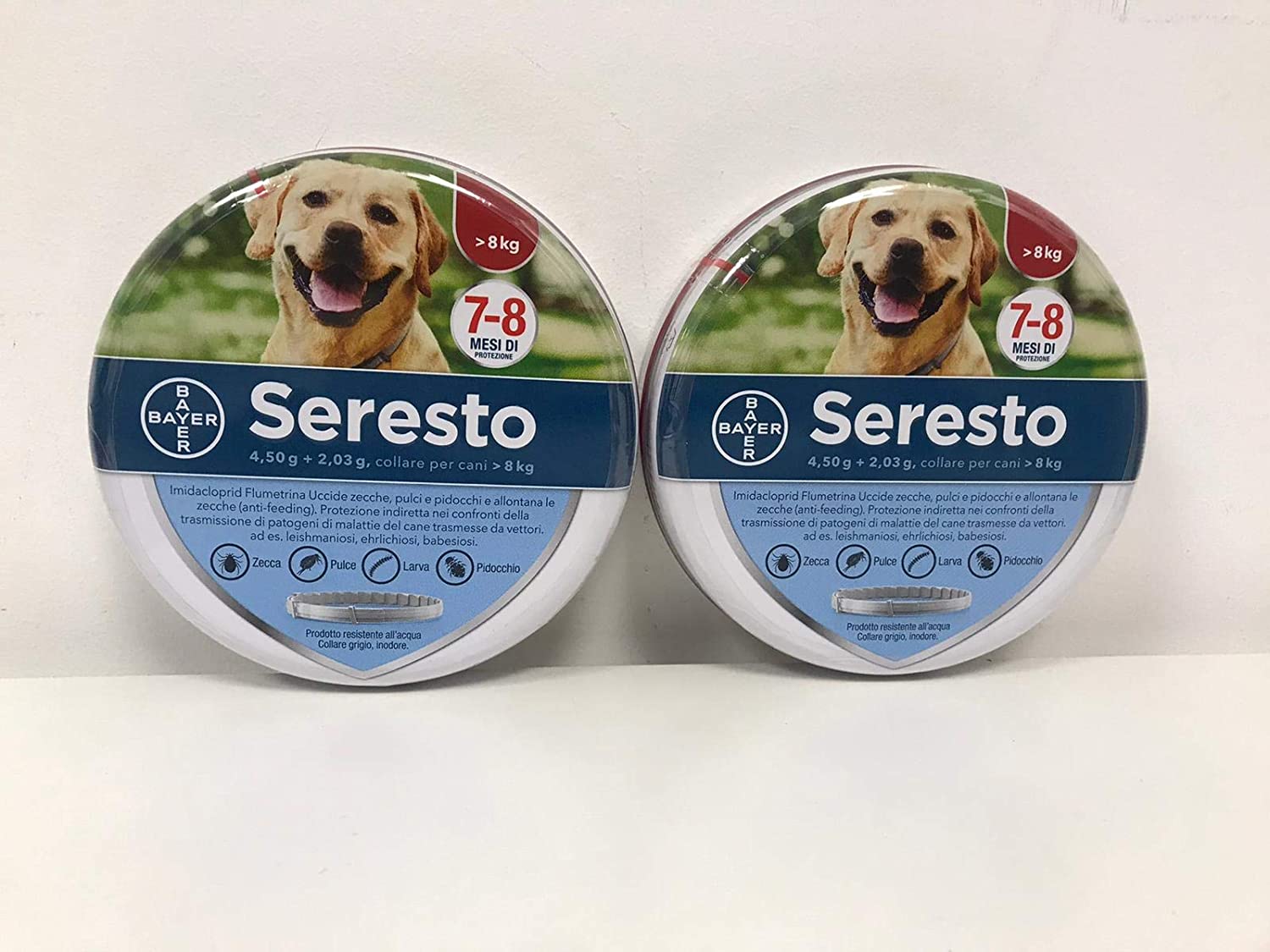 2 confezioni Collare Seresto di Bayer per cani oltre 8 Kg antipulci e zecche 70 cm