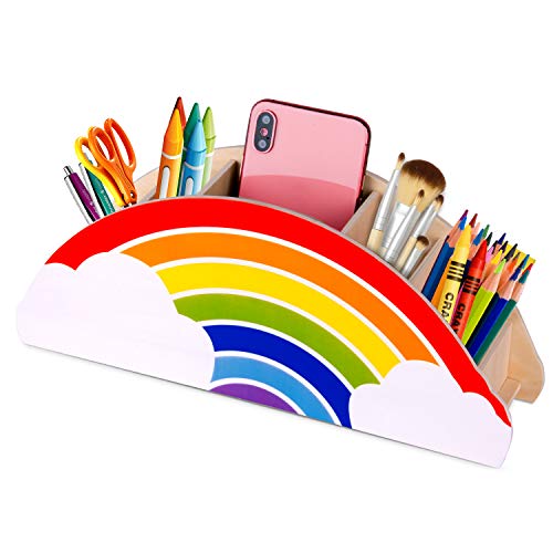 Gamenote portamatite in legno arcobaleno, per tavolo per bambini/forniture per ufficio/pennello per trucco/organizer da scrivania/materiale per aule (PH1)