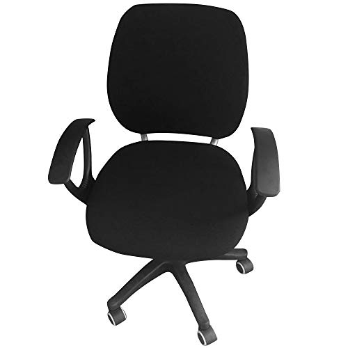 G&X - Coprisedia da ufficio in tinta unita per sedia girevole e poltrona, sfoderabile, elasticizzato, per scrivania e attività di sedia, colore: nero