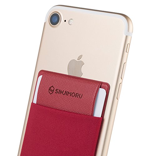 Sinjimoru Porta Carte di Credito con Portafogli, Porta Carte di Credito per iPhone e Smartphone Android. Sinji Pouch Flap, Rosso.