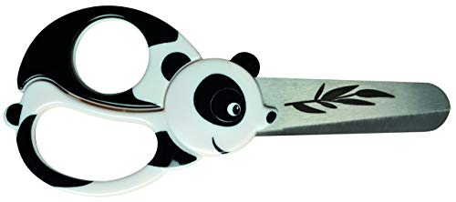 Fiskars Forbici per bambini a forma di panda, A partire da 4 anni, Lunghezza: 13 cm, Per destrorsi e mancini, Lama in acciaio inossidabile/Impugnature in plastica, Bianco/Nero, 1004613