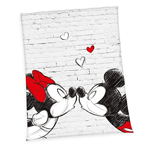 Klaus Herding GmbH Disney Mickey & Minnie Coperta in Poliestere Mickey e Minnie, Polyester, Bianco, 150 x 200 cm