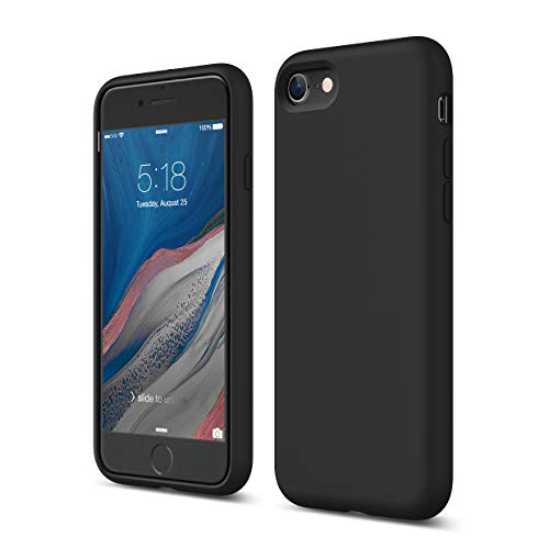 Elago Custodia Cover iPhone SE 2020, iPhone 8, iPhone 7 – Protezione Full Body con Struttura a Tre Strati, Cover in Premium Silicone per iPhone SE 2020/8/7 (Nero/Nera)