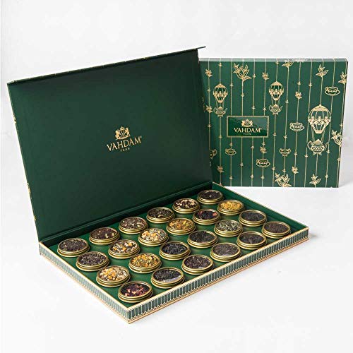 VAHDAM, pacchetto di varietà di tè | 24 varietà di tè in confezione regalo campionatore di tè | Ingredienti naturali al 100% | Il miglior set regalo per il tè