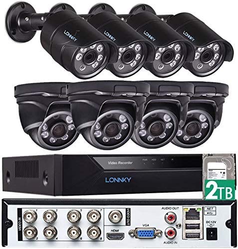 Tonton 8CH Full HD 1080P TVI Sistema di videosorveglianza HDMI DVR Recorder 8 x 1080P Set telecamera per videosorveglianza dome da esterno, visione notturna IR 20M, per interni ed esterni senza HDD