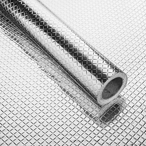 Niviy Autoadesivi Carta da Parati del Foglio di Alluminio Impermeabili stagnola dargento Adesivi Adesivo Parete murali per Cucina Armadio armadietti e cassetti (40 cm x 5 m)