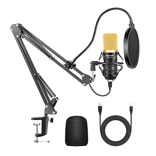 Neewer Microfono a Condensatore NW-7000 a USB da Studio & Stand Asta di Sospensione Braccio a Forbici NW-35 con Supporto Anti-vibrazione Serratura da Tavolo per Trasmissioni Registrazioni Sonore