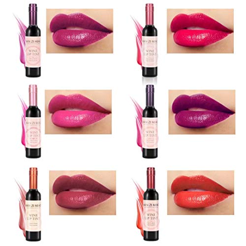 6 Colori Rossetto Lunga Durata,Rossetto Bottiglia Vino,Liquido Rossetti Matt ImpermeabileBottiglia