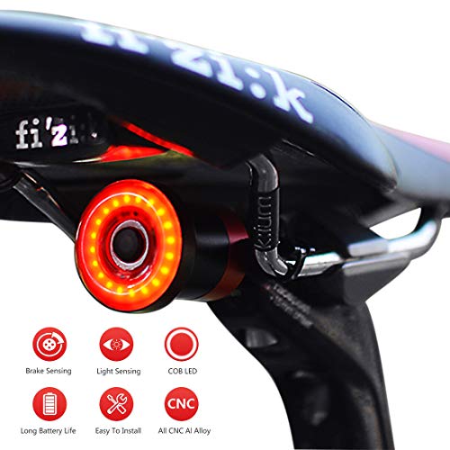 Luce Posteriore Smart Bike Ultra Bright, Luce accendisigari Ricaricabile per Moto, IPX6 Luci LED per Bicicletta Impermeabile per Qualsiasi Bici da Strada (Black)