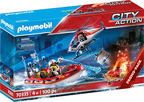 Playmobil City Action 70335 - Missione Antincendio con Elicottero e Gommone, dai 4 anni