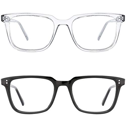 TIJN Blue Light Blocking occhiali per donne e uomini lenti anti-affaticamento occhi uso computer occhiali Nero + trasparente (2 pezzi) 85