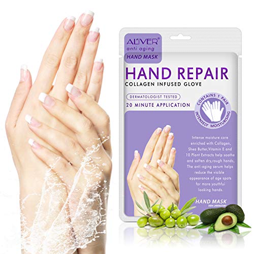 ALIVER 5 Pairs Hands Moisturizing Gloves, Hand Skin Repair Renew Mask,Cracked Hands Intense Skin Nutrition Hand Cream Mask