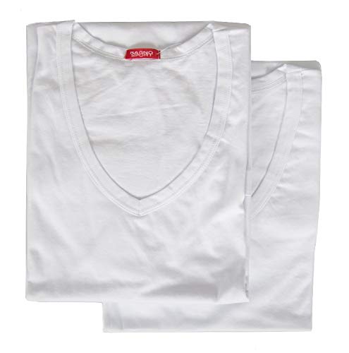 RAGNO Confezione 2 t-Shirt Uomo Maglietta Intima Manica Corta Camiciola Scollo V Cotone Bipack Sport Articolo 601418, 010B Bianco, 7-SETTIMA (EU XXL - F 6 - USA XL - GB 40)