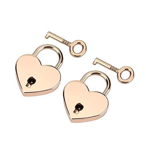 2 set lucchetti mini a forma di cuore, lucchetto vintage in metallo con chiusura in oro con chiavi per libro regalo per bagagli