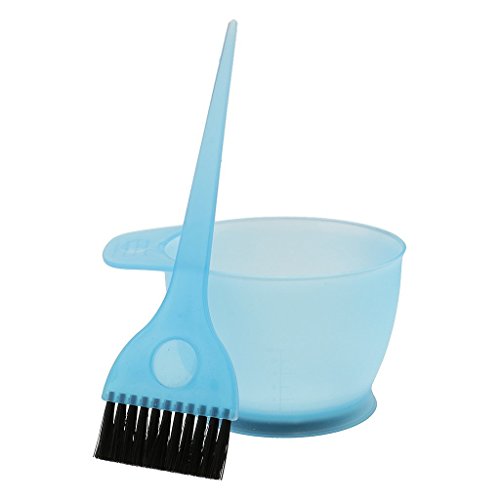SODIAL parrucchiere Capelli Colorante Ciotola di colore Miscelazione del colore Pettine Spazzola Kit Impostato Strumenti di tinta - come descritto, Blu