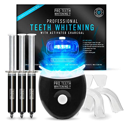Kit professionale per lo sbiancamento dei denti con carbone attivo - Luce LED blu - Stampo dentale per l’attivazione del fascio luminoso - Stampi dentali modellabili - di Pro Teeth Whitening Co.