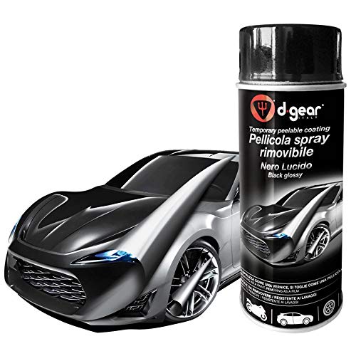Vernice Pellicola Spray RIMUOVIBILE Removibile Wrapping D Gear 400ml + 1 Adesivo da pc Ricambi Auto Europa Gratis (Nero Lucido)