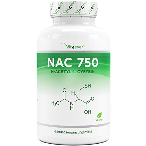 NAC - N-Acetyl L-Cysteine 180 capsule da 750 mg ciascuna - Fornitura per 6 mesi - Vegan - Altamente dosato - Qualità premium
