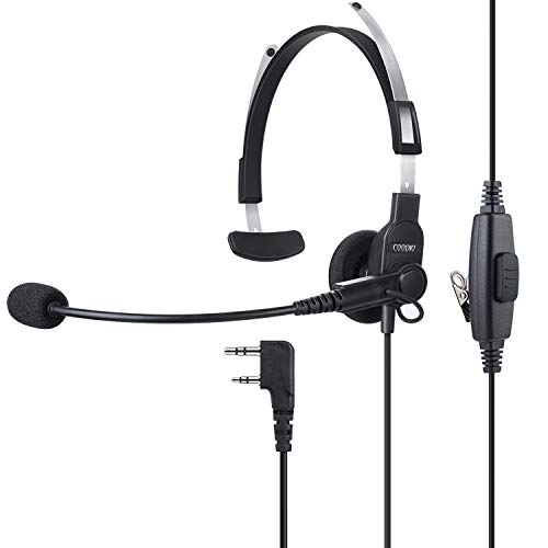 COODIO 2-Pin Kenwood Cuffia [Boom Microfono] Auricolare Headset [Altoparlante Audio Superiore] la Sicurezza e Bodyguard per Kenwood Baofeng Wouxun Radio