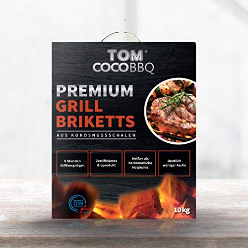 TOM COCO BBQ 10KG Premium mattoni per barbecue in mattoni di cocco, nero