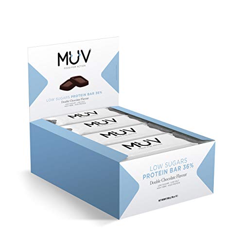 Muv Food For Action, barretta proteica a basso contenuto di zuccheri, gusto doppio cioccolato, 12 x 30 g