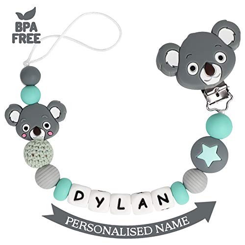 Clip Ciuccio con Nome Personalizzata Porta Ciuccio Catenella Portaciuccio BPA Gratuito Baby Shower Regali