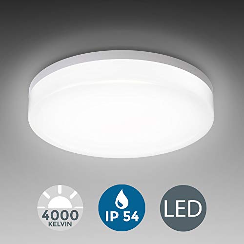 Plafoniera LED, lampadario bagno a luce bianca naturale 4000K, LED integrati 13W, 1600 Lm, lampada da soffitto resistente agli schizzi d’acqua IP54, plafoniera moderna diametro 22cm, plastica, 230V