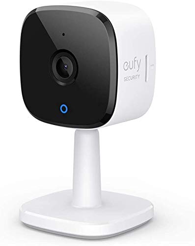 Telecamera wi-fi interno eufy Security 2K, videosorveglianza domestica, AI per il riconoscimento di persone/animali, assistenza vocale, visione notturna, non richiede HomeBase, microSD non inclusa