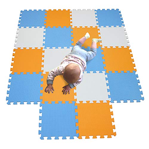 MQIAOHAM baby bambini bambino foam giochi gioco incastro mat per pezzi play puzzle schiuma tappetino tappeto Bianco-Arancione-Blu 101102107