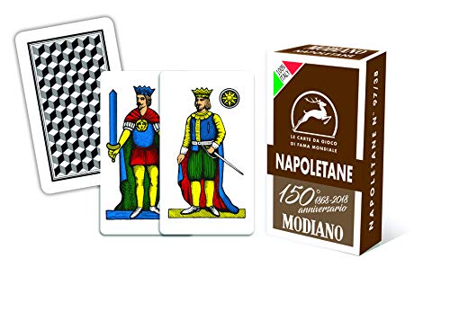Modiano- Carte da Gioco del 150° Anniversario, Colore Napoletane Marroni, 300082