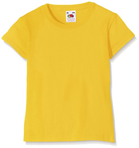 Fruit of the Loom Valueweight, T-Shirt Bambina, Giallo (Sunflower), 7-8 anni (Dimensioni Produttore:30)
