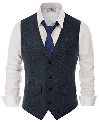 PaulJones Uomo Tailleur Monopetto Vestibilià Attillata Gilet Smanicato da Ufficio Pj2087-2 XXL