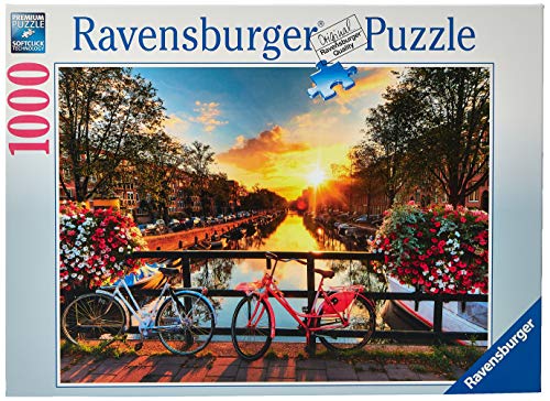 Ravensburger-Biciclette ad Amsterdam Foto e Paesaggi, 1000 Pezzi Puzzle da Adulti, Multicolore, 19606