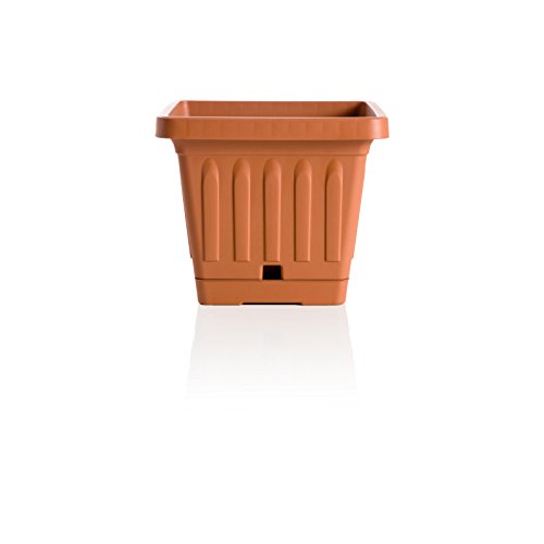 Bama 30402 Vaso Quadrato Vaso di Terra con Self Waterer piattino, Terracotta, 40 x 40 cm