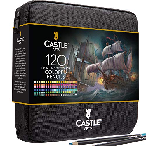 Castle Art Supplies - Set di 120 matite colorate con cerniera, perfetto per tutti gli artisti