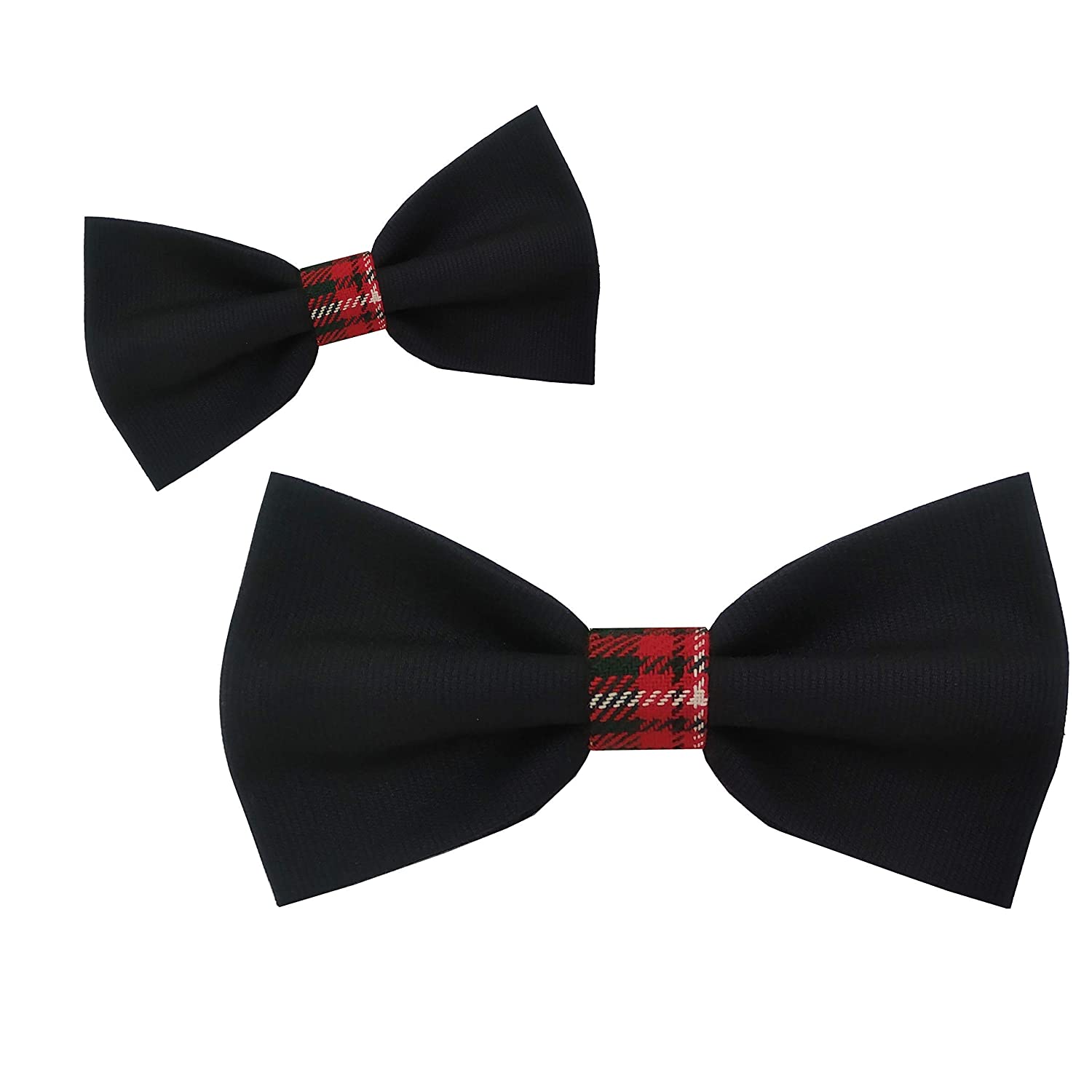 GIACALLON Papillon padre figlio tartan rosso e blu scuro già annodati regolabili, set da 2 pezzi