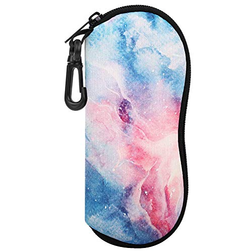 MoKo Custodia per Occhiali da Sole, Astuccio Portatile a Cerniera di Neoprene Morbido con Clip da Cintura, per Occhiali, Montature, Cosmetici, Chiavi, Penne, Schede, ecc, Nebulose Fantastiche