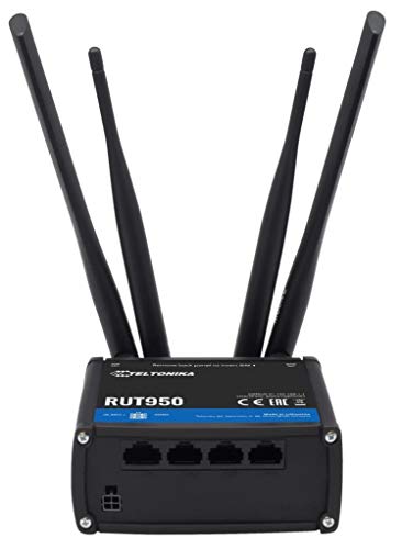 Teltonika RUT950 Black cellular wireless network equipment - Cellular Wireless Network Equipment (300 Mbit/s, 10,100 Mbit/s, 850,900,1900,2100 MHz, 850,900,1800,1900 MHz, 64-bit WEP,128-bit WEP,WPA,WPA2, Black)