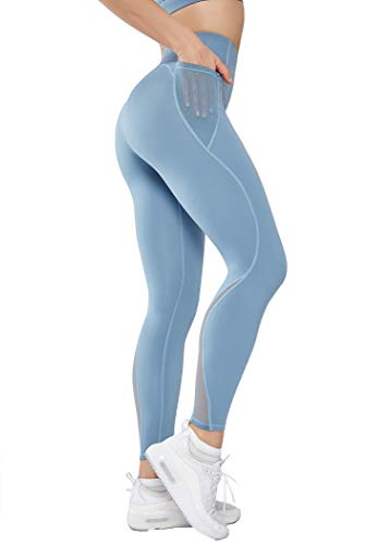 AOQUSSQOA Donna Yoga Pants Sportivi Leggings Fitness Spandex Palestra Pantaloni neri Opaco (M, A01-Blu)